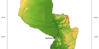 Térkép fizikai Paraguay